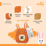 Toss & Chew Leather Toy - Orange Rabbit