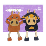 Leather, Cotton & Jute Toy with Coconut Fiber Filling - Pack of 2 (Cow & Billy)
