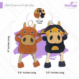 Leather, Cotton & Jute Toy with Coconut Fiber Filling - Pack of 2 (Cow & Billy)