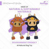 Leather, Cotton & Jute Toy with Coconut Fiber Filling - Pack of 2 (Cow & Billy)