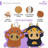 Leather, Cotton & Jute Toy with Coconut Fiber Filling - Pack of 2 (Cow & Billy)