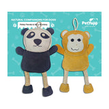 Leather, Cotton & Jute Toy with Coconut Fiber Filling - Pack of 2 (Panda & Monkey)