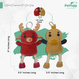 Leather, Cotton & Jute Toy with Coconut Fiber Filling - Pack of 2 (Ducky & Moosey)