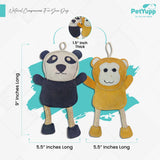 Leather, Cotton & Jute Toy with Coconut Fiber Filling - Pack of 2 (Panda & Monkey)