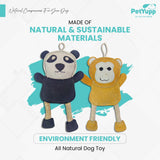 Leather, Cotton & Jute Toy with Coconut Fiber Filling - Pack of 2 (Panda & Monkey)