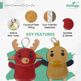 Leather, Cotton & Jute Toy with Coconut Fiber Filling - Pack of 2 (Ducky & Moosey)