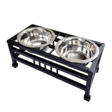 Iron Roman Double Diner With  Removable Stainless Steel Bowl  & Anti Rattle Rubber