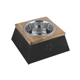 Copper Finish Wooden Top Sleeve Diner With Removable Stainless Steel Bowl