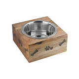 Square Wooden Sleeve Diner With Stainless Steel  Removable Bowl