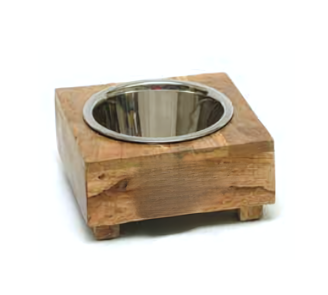 Single Wooden Diner With Removable Stainless Steel  Bowl