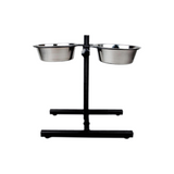 H-Shape Adjustable Double Diner With Removable Stainless Steel Bowls - 5 Quart