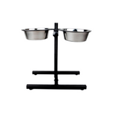 H-Shape Adjustable Double Diner With Removable Stainless Steel Bowls