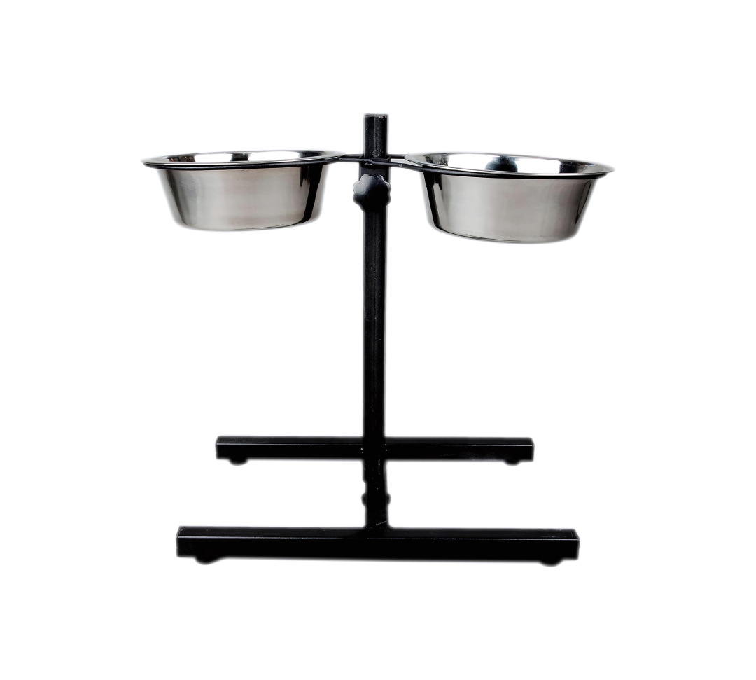 H-Shape Adjustable Double Diner With Removable Stainless Steel Bowls