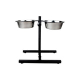 H-Shape Adjustable Double Diner With Removable Stainless Steel Bowls