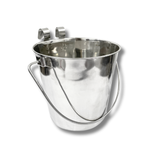 Heavy Duty Stainless Steel Flat Bucket with 2 Hooks - 4 Quarts