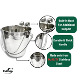 Heavy Duty Stainless Steel Flat Bucket with 2 Hooks - 4 Quarts