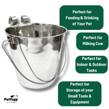 Heavy Duty Stainless Steel Flat Bucket with 2 Hooks - 4 Quarts