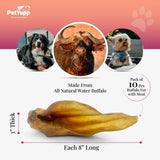 100% Natural Water Buffalo Ear with Meat Dog Chew - Pack of 10