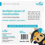 Leather, Cotton & Jute Toy with Coconut Fiber Filling - Billy Buffalo