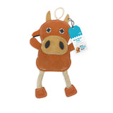 Leather, Cotton & Jute Toy with Coconut Fiber Filling - Bow Wow Cow