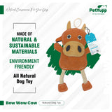 Leather, Cotton & Jute Toy with Coconut Fiber Filling - Bow Wow Cow