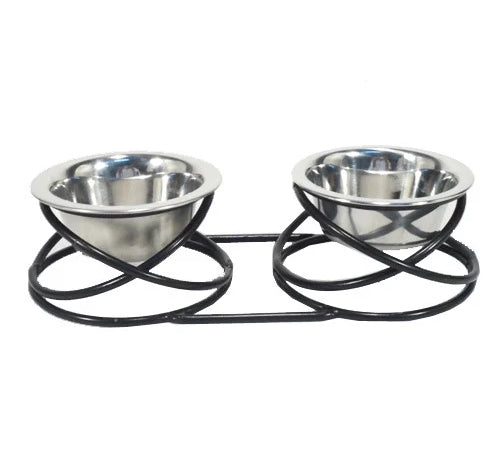 Ring Shape Iron  Double Diner With  Removable Stainless Steel Bowls